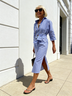 Striped Slim Fit Dress Cardigan Belt
