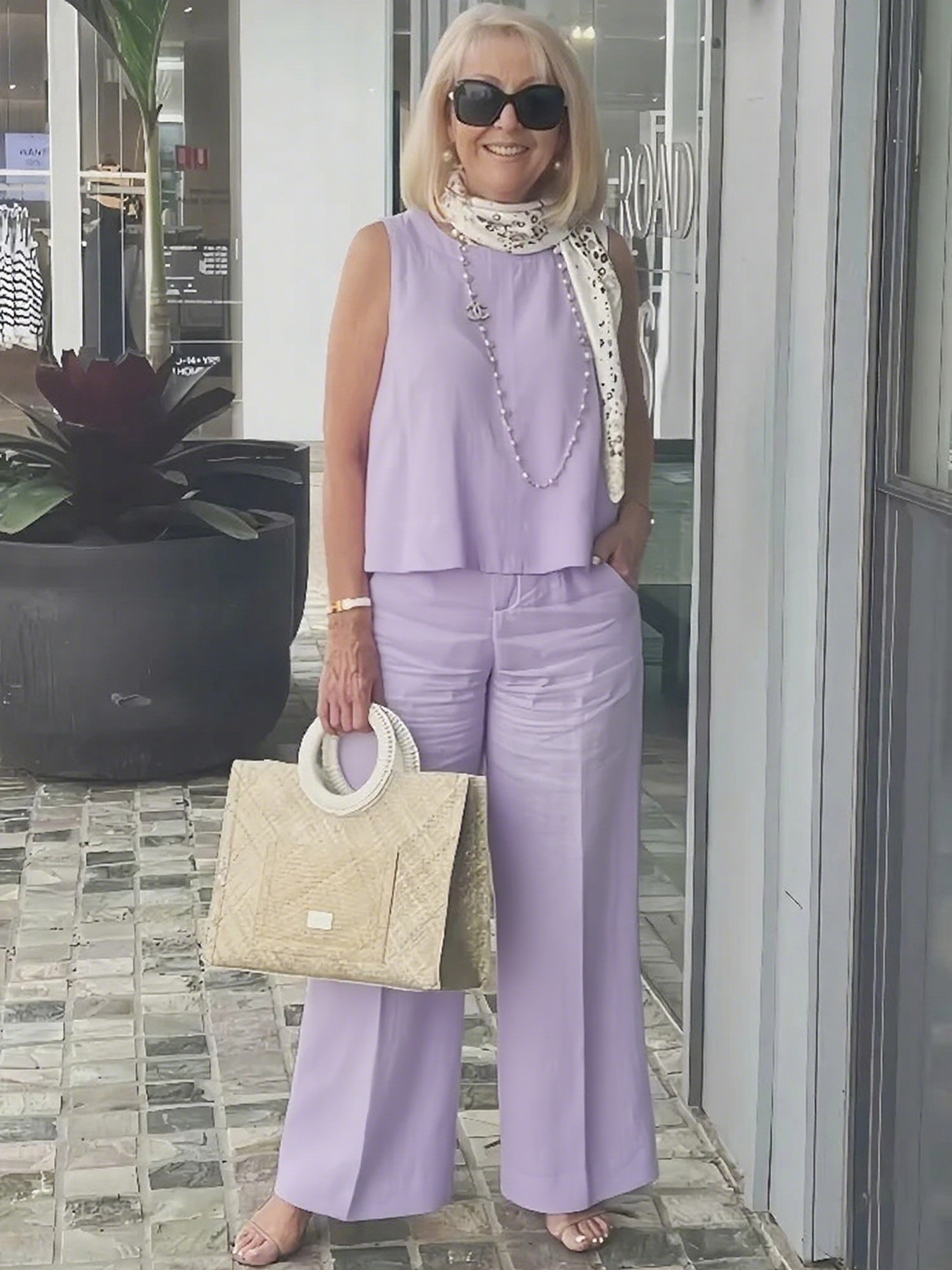 Sleeveless Solid Cotton and Linen Set for Breathable and Comfortable Holiday Two-Piece Set