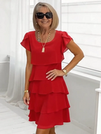 Evening Dress Best for Covering The Belly Loose Layer Cotton Multi-layer Dress