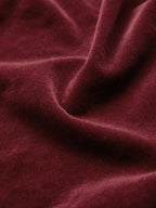 Midi Cotton Dress, Long Sleeves, Stand Collar, Plain, Vintage, Wine Red