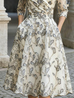 Mooyius Embroidered Mesh Midi Dress With Metallic Leaf Motif