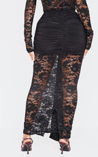 Shape Black Drape Detail Lace Skirt