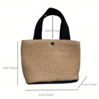 Vintage Straw Woven Handbags, Boho Style Summer Beach Bag, Women's Braided Tote Bag For Travel Picnic