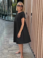 Cotton and Linen A-shaped Skirt Pocket Dress