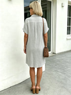Solid Color Shirt Dress Simple, Made of Breathable, Featuring a Lapel Collar and Orderly Button Arrangement That Adds a Vintage Charm