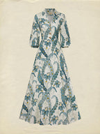 Maxi Linen Dress, Half Sleeve, Shawl Collar, Paisley, Button Design, Vacation, Vintage, White