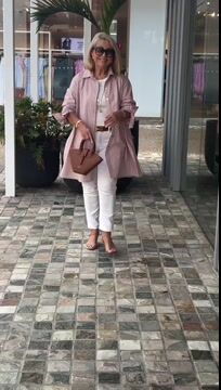 Stand Collar Long Cotton Shirt Jackets Women Swing Shap Flattering Gathered Yolk At The Back