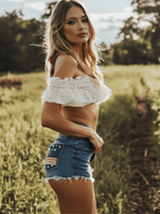 [24-hour shipping out]Fashionable Sexy Pocket Embroidered Denim Shorts