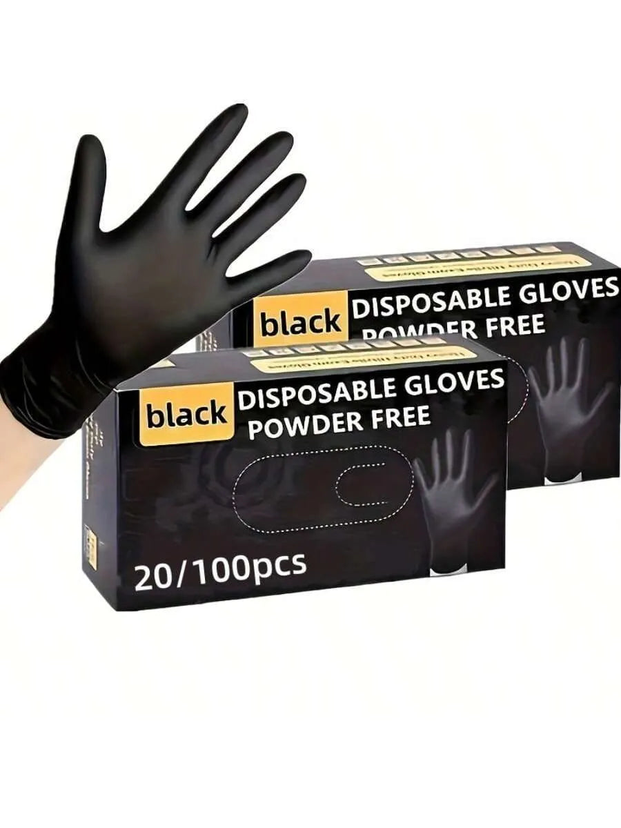 100pc Cleaning Gloves, Dishwashing Gloves, Household Cleaning Gloves, Black Gloves Disposable Nitrile