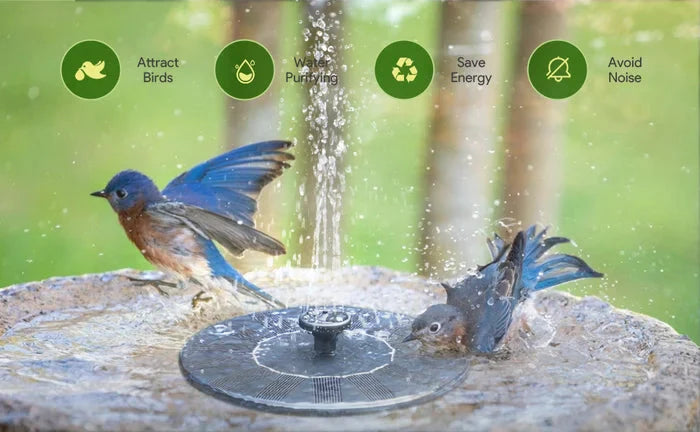 🎁Solar Fountain, Solar Powered Bird Bath Fountain Pump with 4 Nozzles 1.4W Solar Panel Kit Water Pump, Outdoor Watering Submersible Pump for Pond, Pool, Garden, Fish Tank